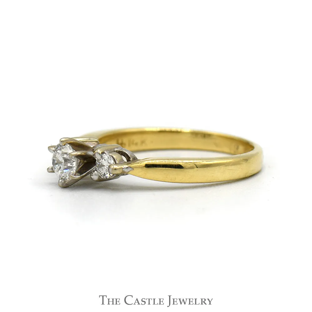 1/2cttw Three Stone Diamond Engagement Ring in 14k Yellow Gold