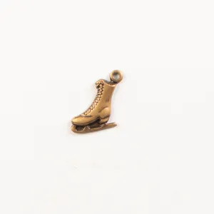 13x9mm Ice Skate Charms, Antique Gold, Classic Silver, pk/6