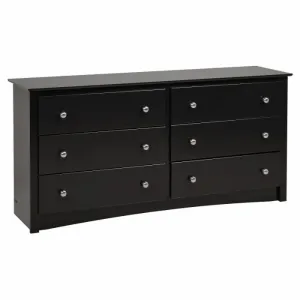 6-Drawer Dresser Black Engineered Wood Laminate