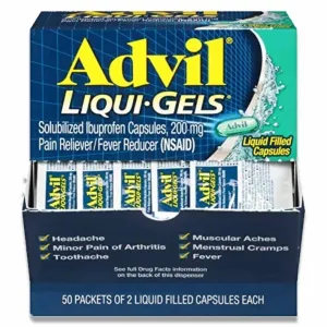 Advil - 2 Liquid-Gels Pain Reliever Liquid Filled Capsules - 50 Packets of 2 Count Each - 200 mg