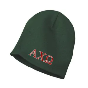 Alpha Chi Omega Knit Beanie, 2-Color Greek Letters - 1500 - EMB