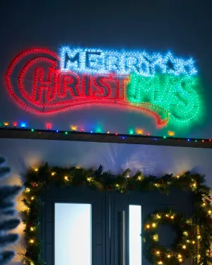 Animated Merry Christmas Rope Light Silhouette, 185 cm