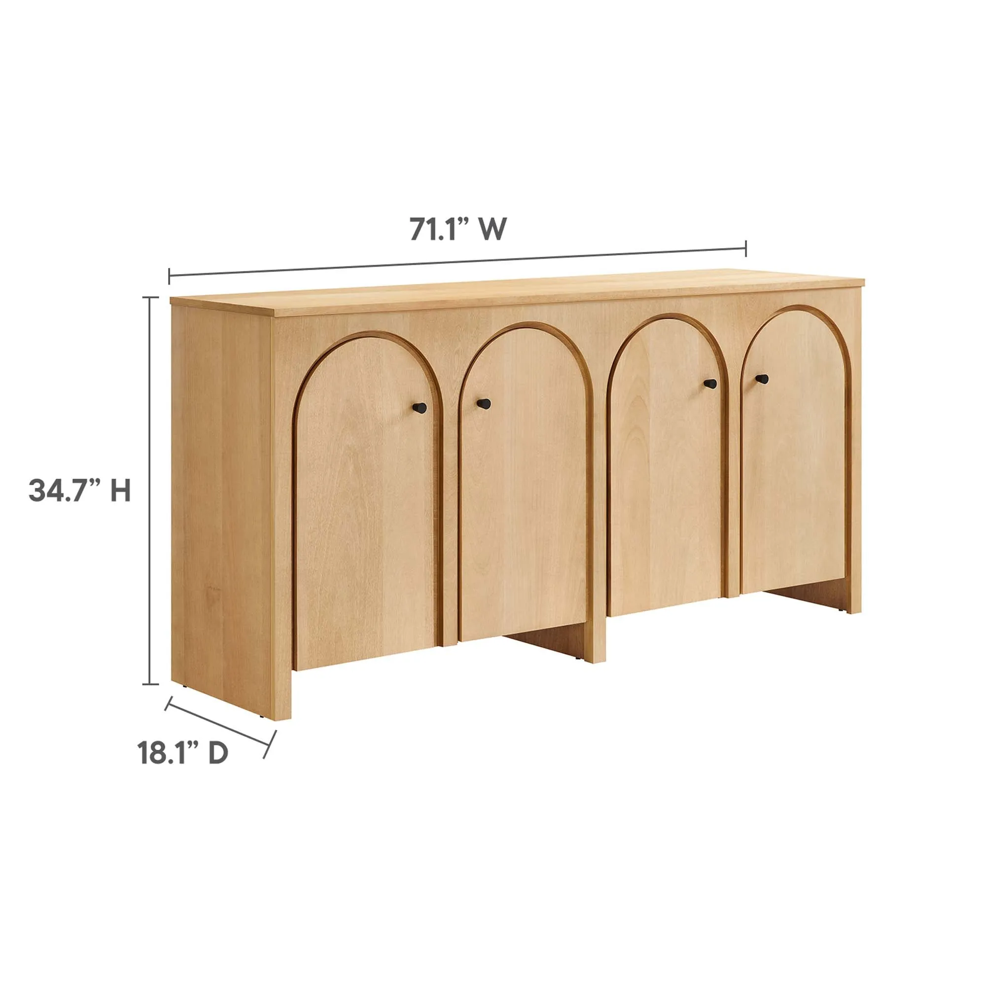 Appia Wood Grain 4-Door Sideboard Storage Cabinet by Modway