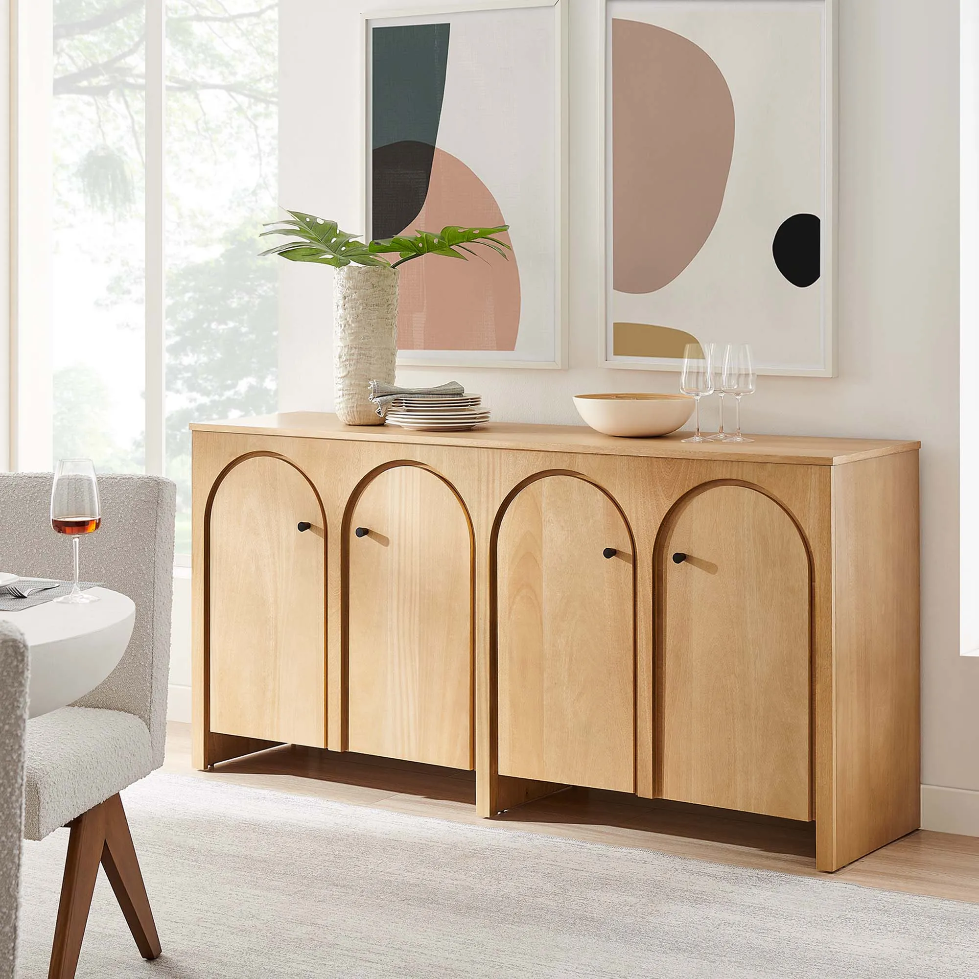 Appia Wood Grain 4-Door Sideboard Storage Cabinet by Modway