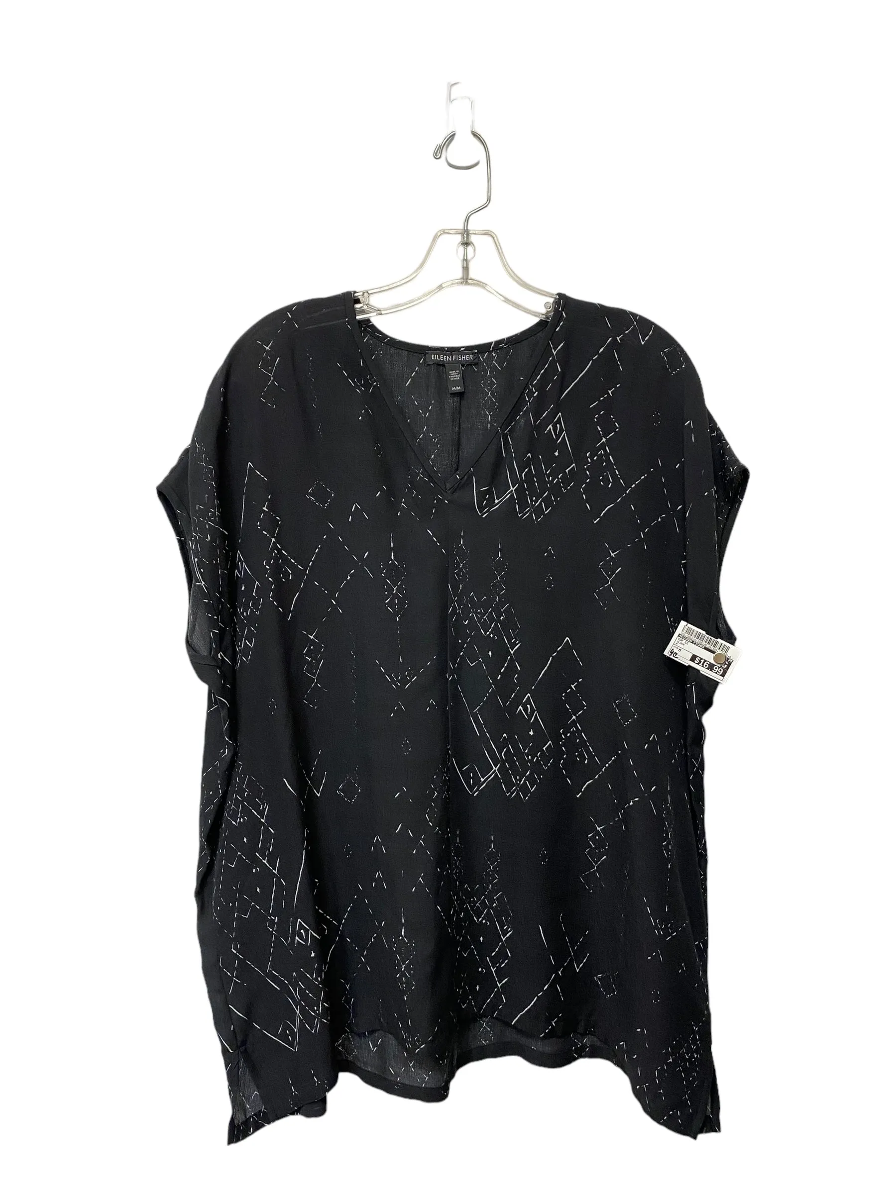 Black Top Short Sleeve Eileen Fisher, Size M