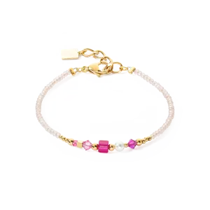 Bracelet Square Stripes gold-magenta