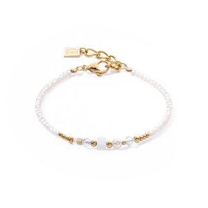 Bracelet Square Stripes gold-white