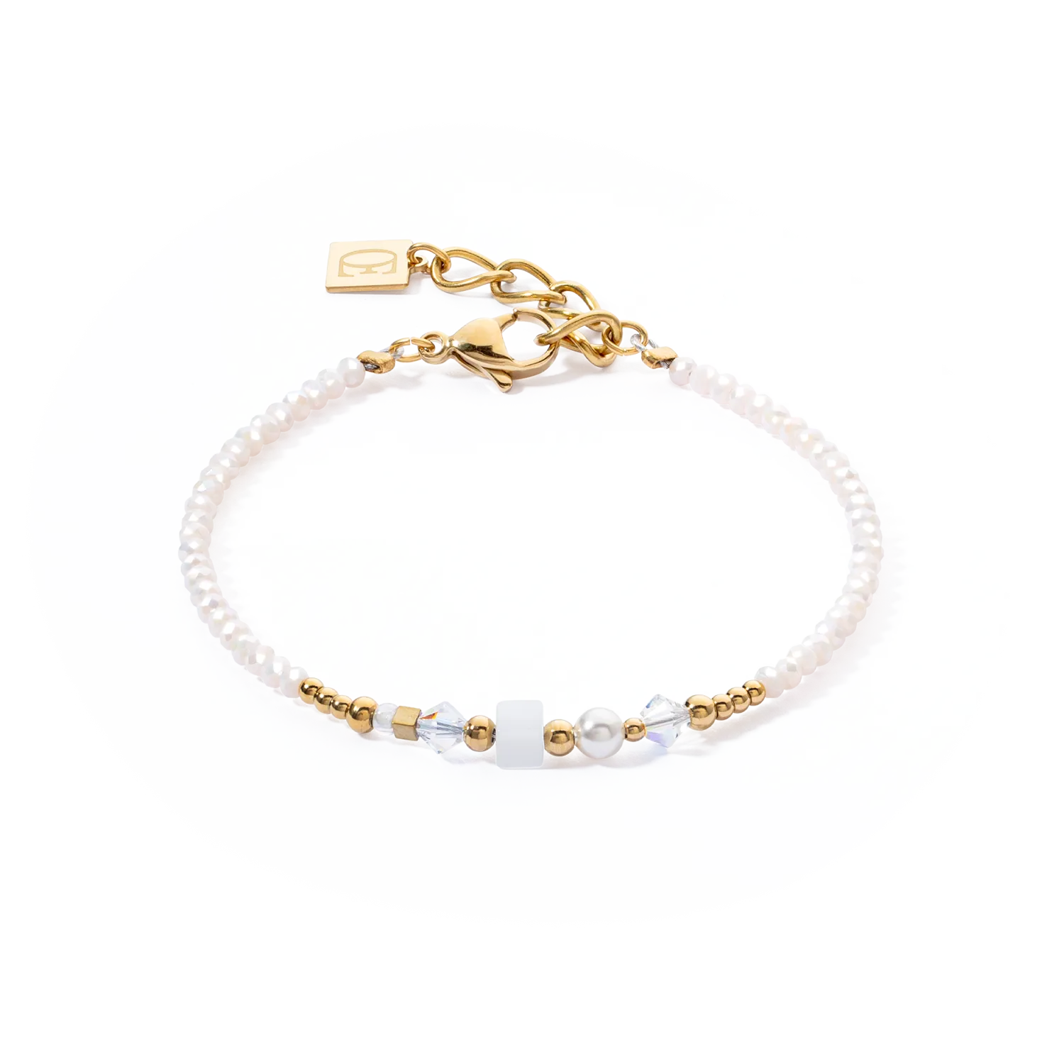 Bracelet Square Stripes gold-white