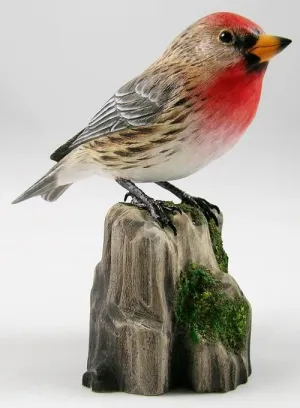 Common Redpoll - Hand Carved Wooden Bird