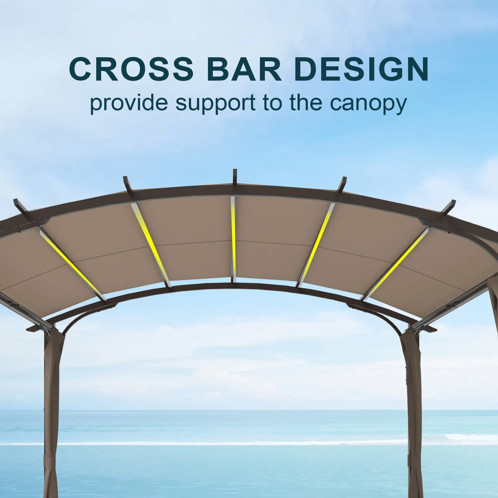 COOS BAY Outdoor Pergola 11x11, Patio Metal Sunshelter with Sidewall, Textilene Canopy Shade