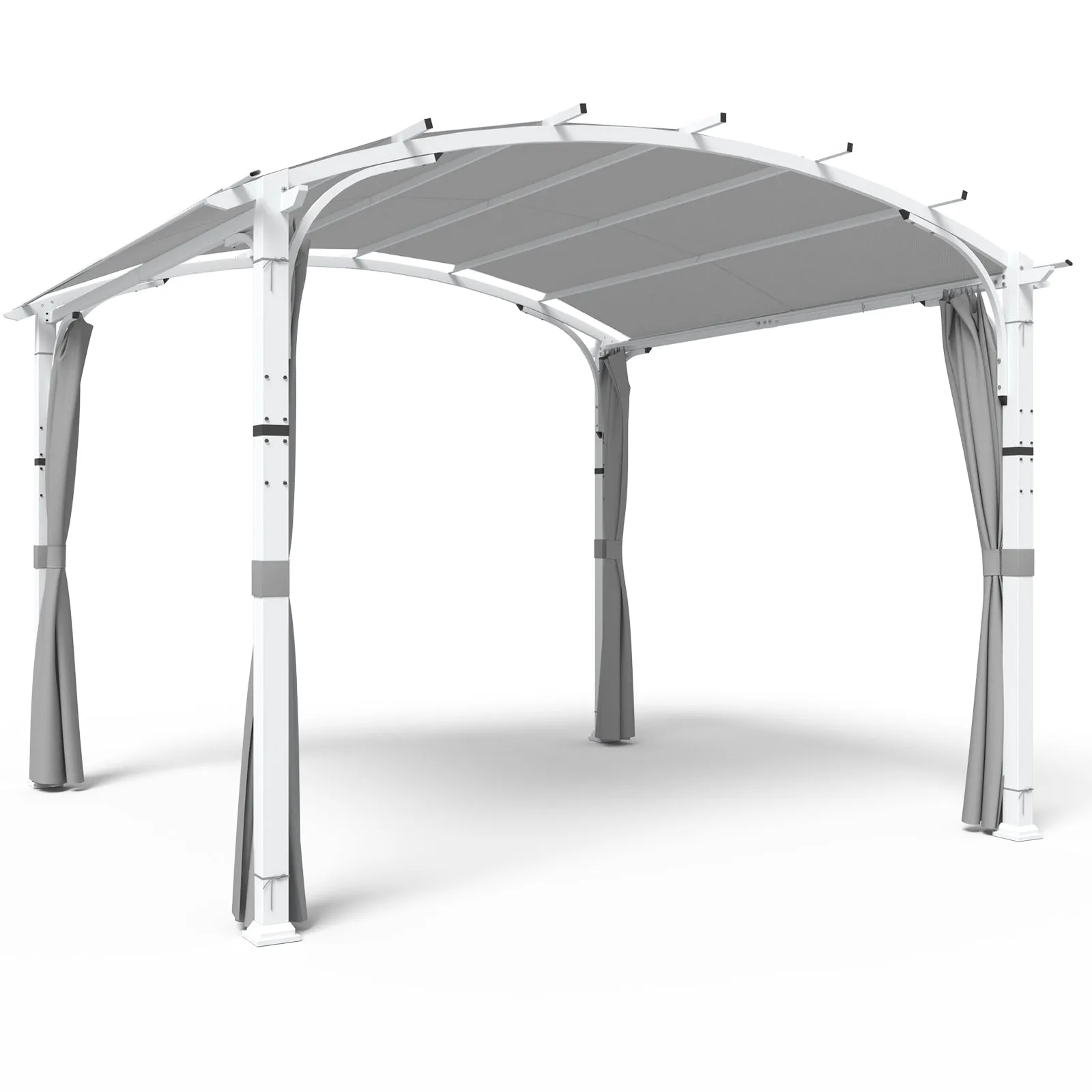 COOS BAY Outdoor Pergola 11x11, Patio Metal Sunshelter with Sidewall, Textilene Canopy Shade