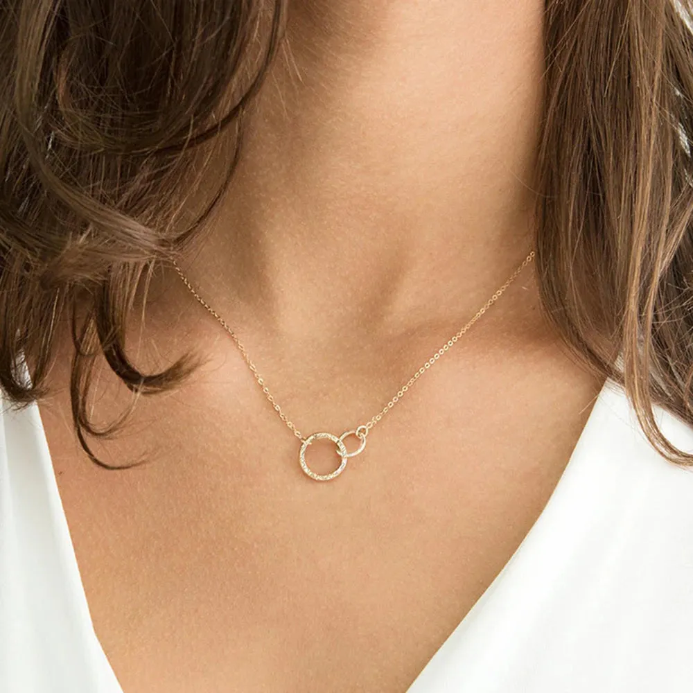 Dainty Double Circle Pendant Necklace