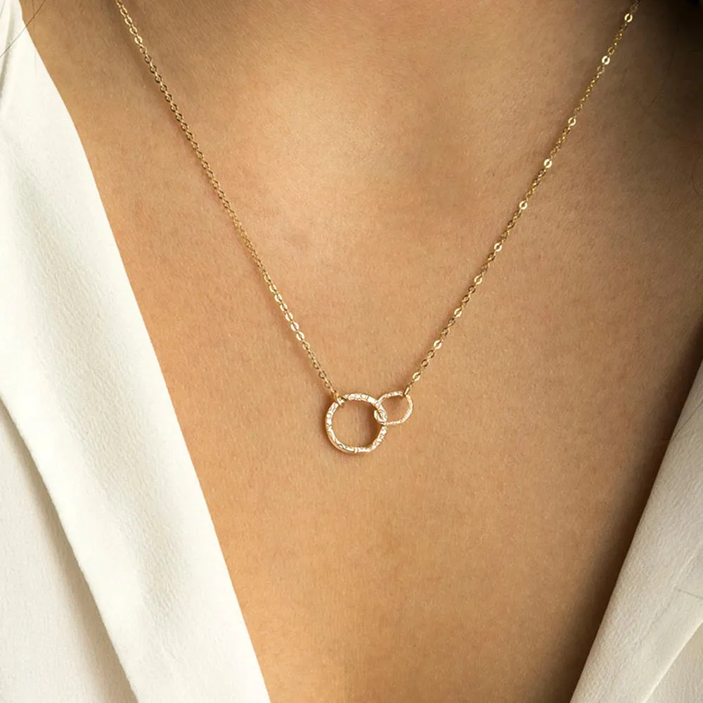 Dainty Double Circle Pendant Necklace