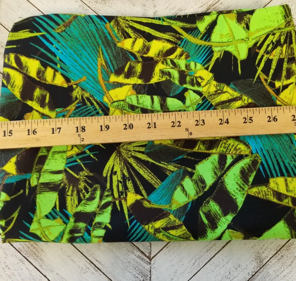 ENd of Bolt: 1 yard of Designer Deadstock Tropical Paradise Lime Swim/Performance Wear Knit-remnant