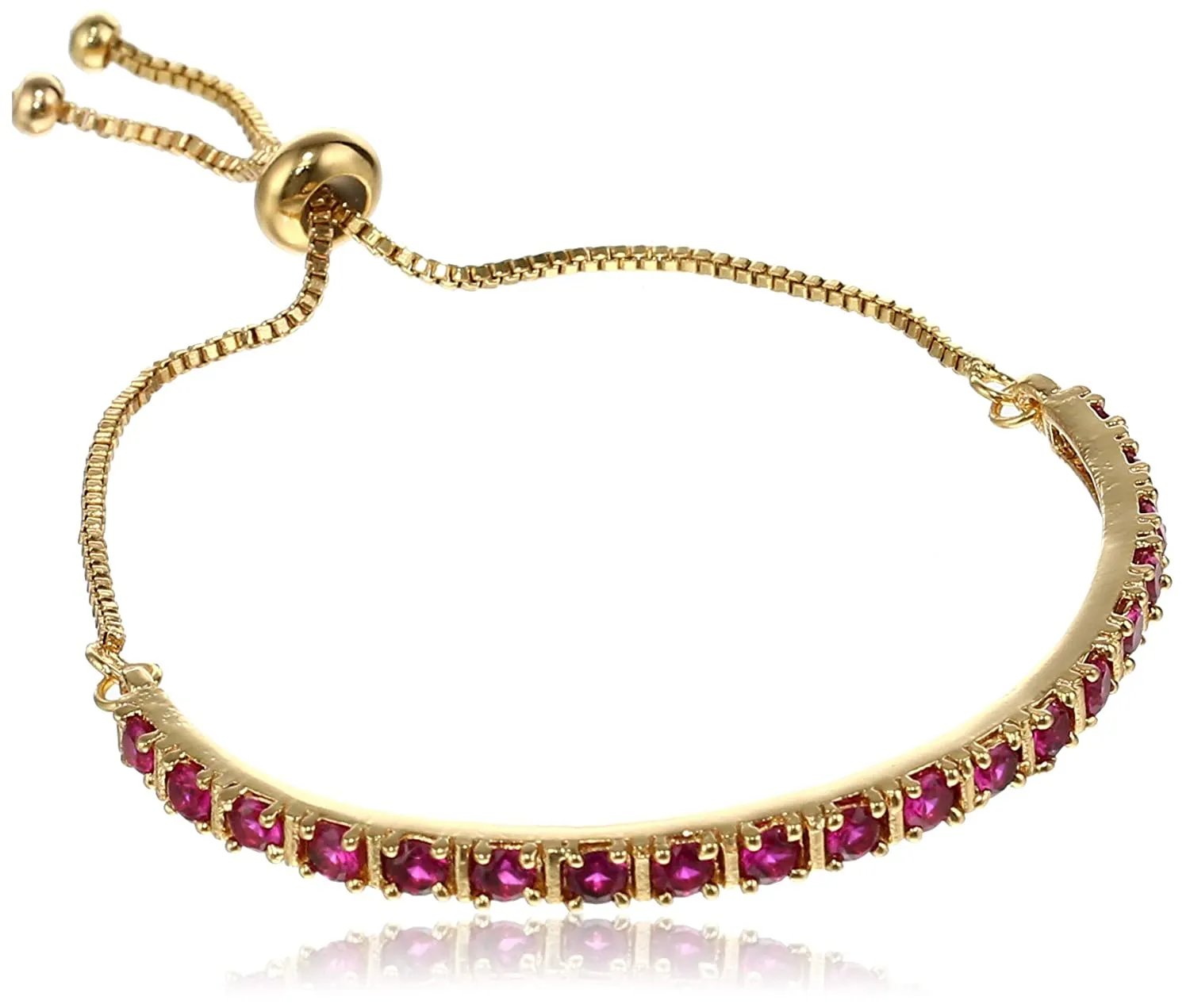 Estele 24 karat Gold Plated Exquisite Ruby Crystal Pendant Ring Bracelet and Earrings Combo for Girls