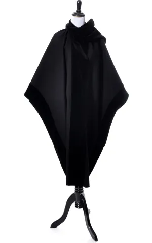 Ferragamo Vintage Cape in Black Wool with Velvet Trim