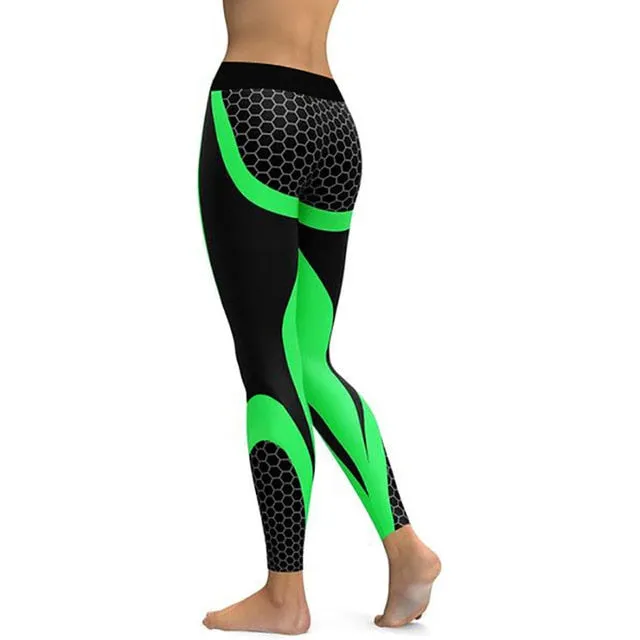 Hayoha Mesh Pattern Print Leggings fitness Leggings