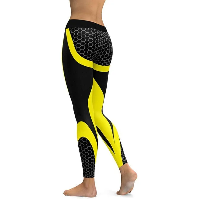 Hayoha Mesh Pattern Print Leggings fitness Leggings