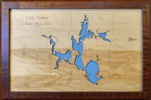 Lake James, Indiana - Laser Cut Wood Map