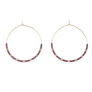 Large Crystal Hoops - SHINY AUBERGINE