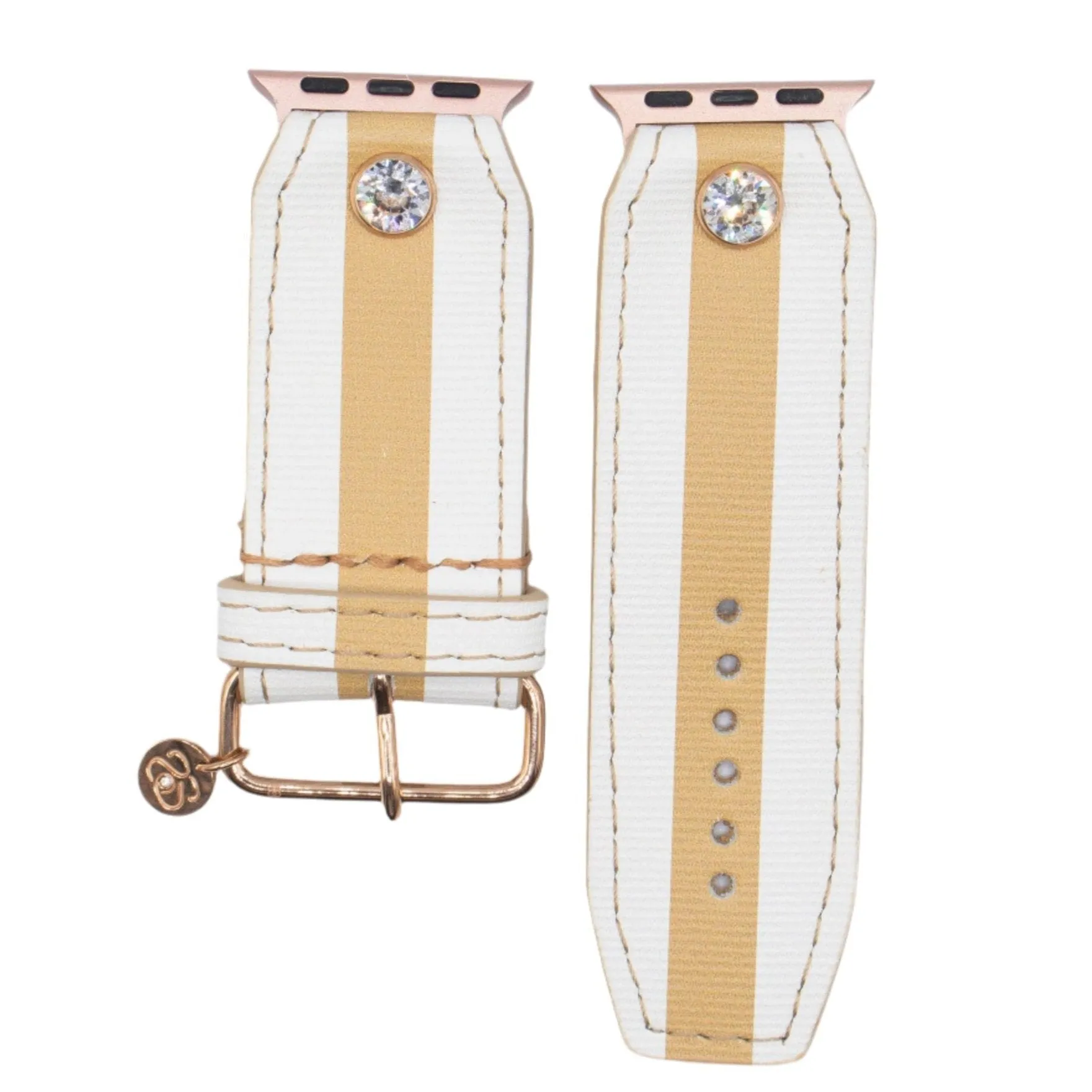 Limited Edition - Luxe Tan & White Rigatela Sivella Watchband (All Watch Types)