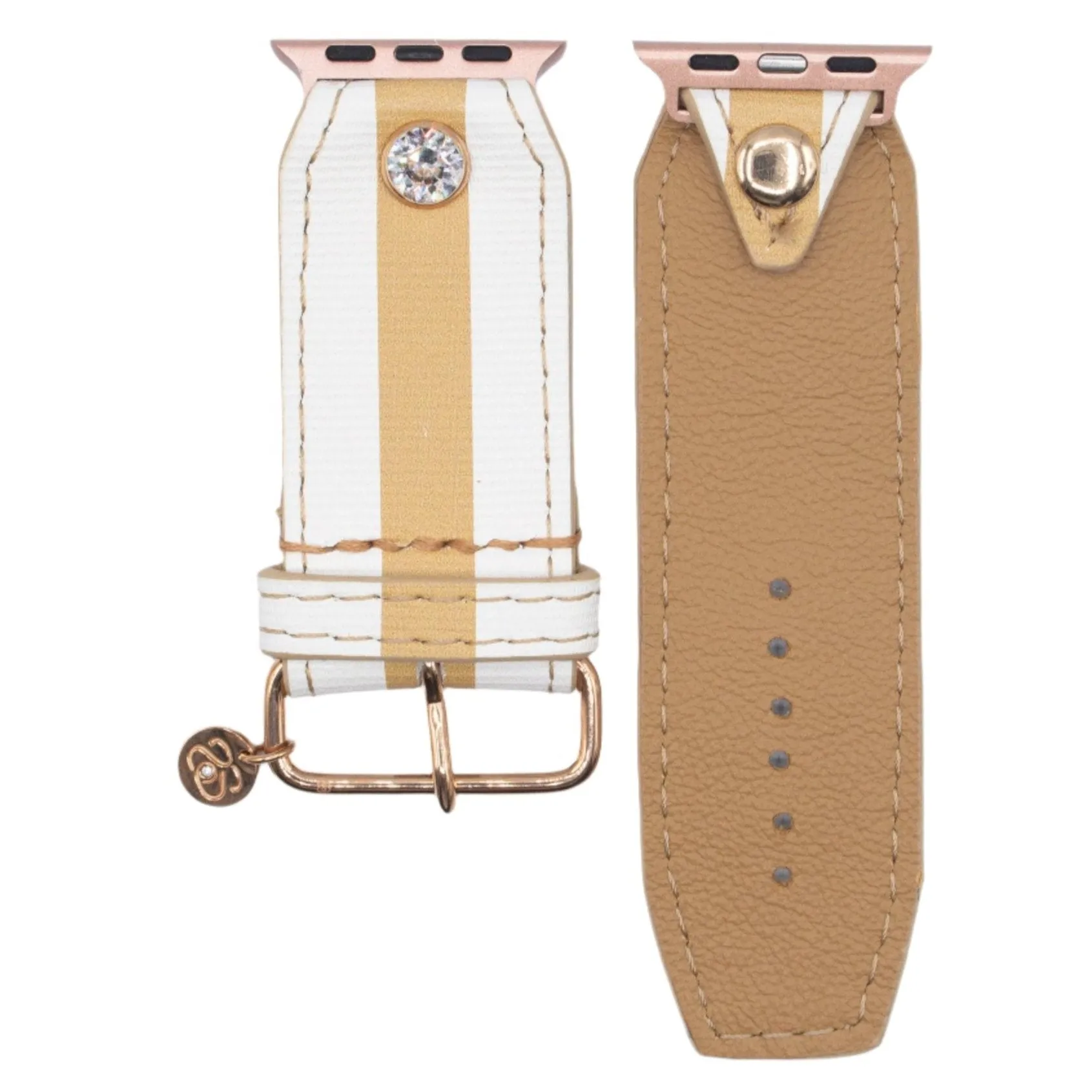 Limited Edition - Luxe Tan & White Rigatela Sivella Watchband (All Watch Types)