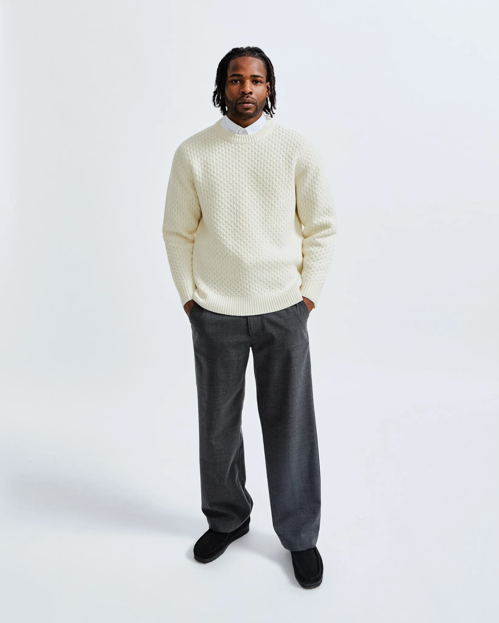 Merino Honeycomb Crewneck