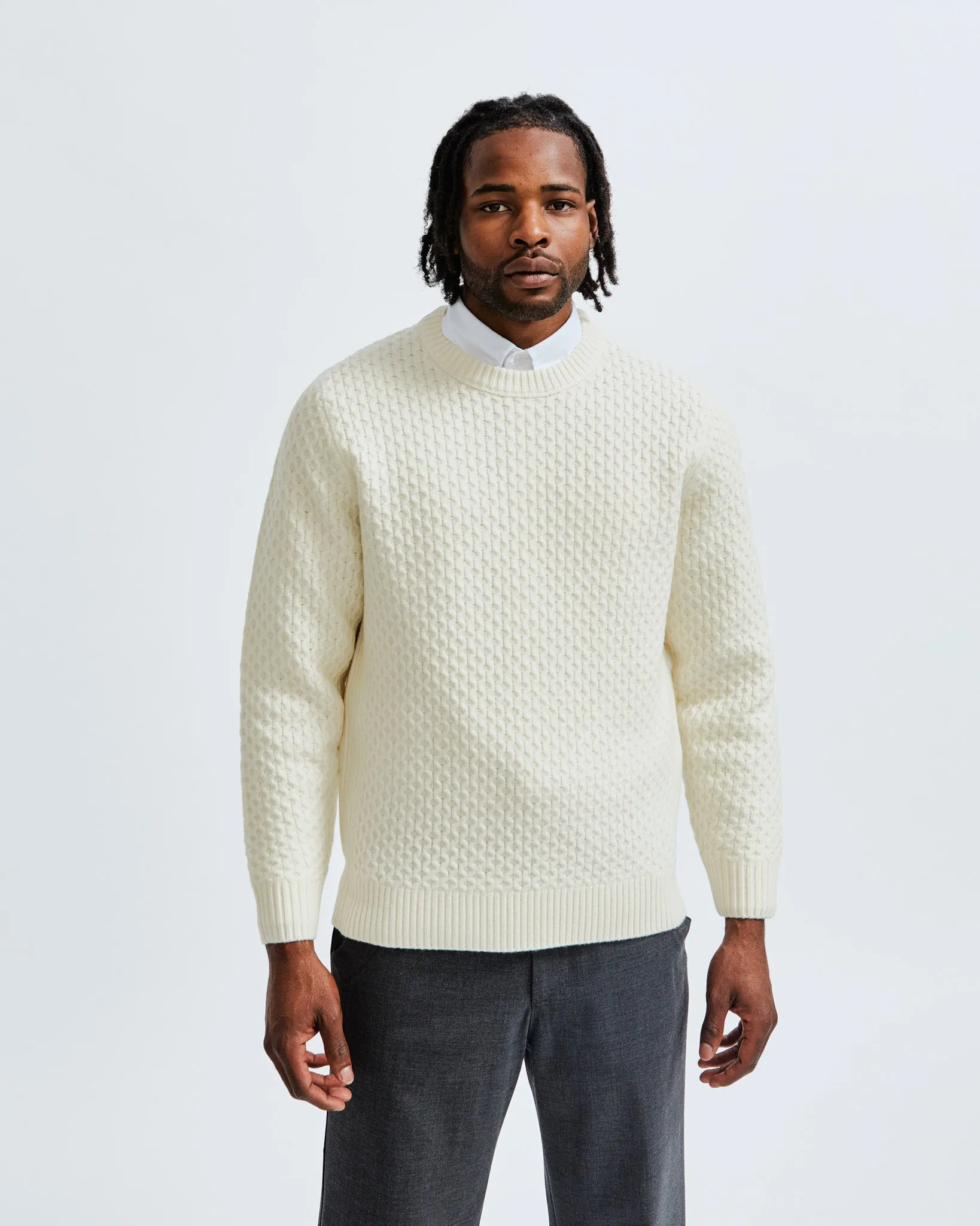 Merino Honeycomb Crewneck