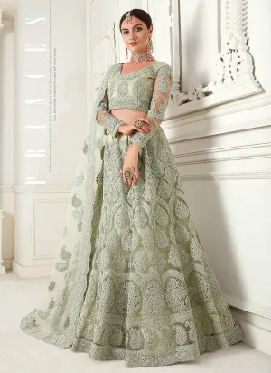 Mint Green A Line Trendy Wedding Lehenga Choli