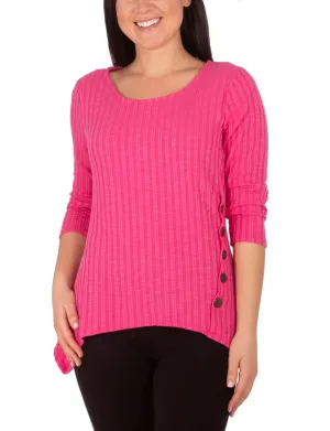 Plus Size Button Detail Ribbed Tunic Top