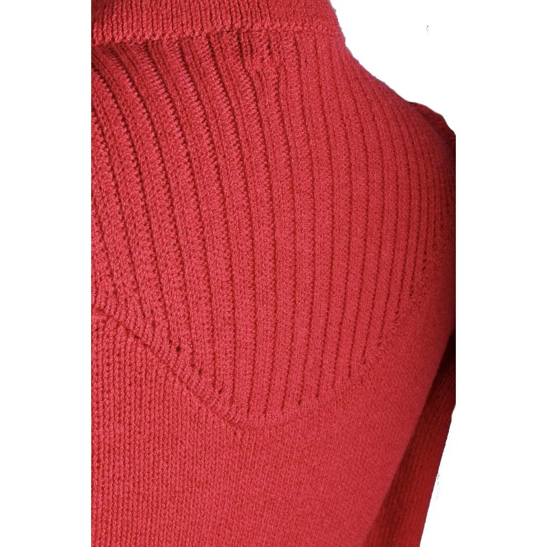 St. John Knit Vintage Red Wool Knit Dress  1970s S-M Amazing Buttons