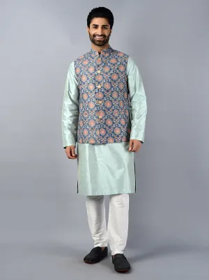 Steel Blue Bandhgala Jacket | TULA