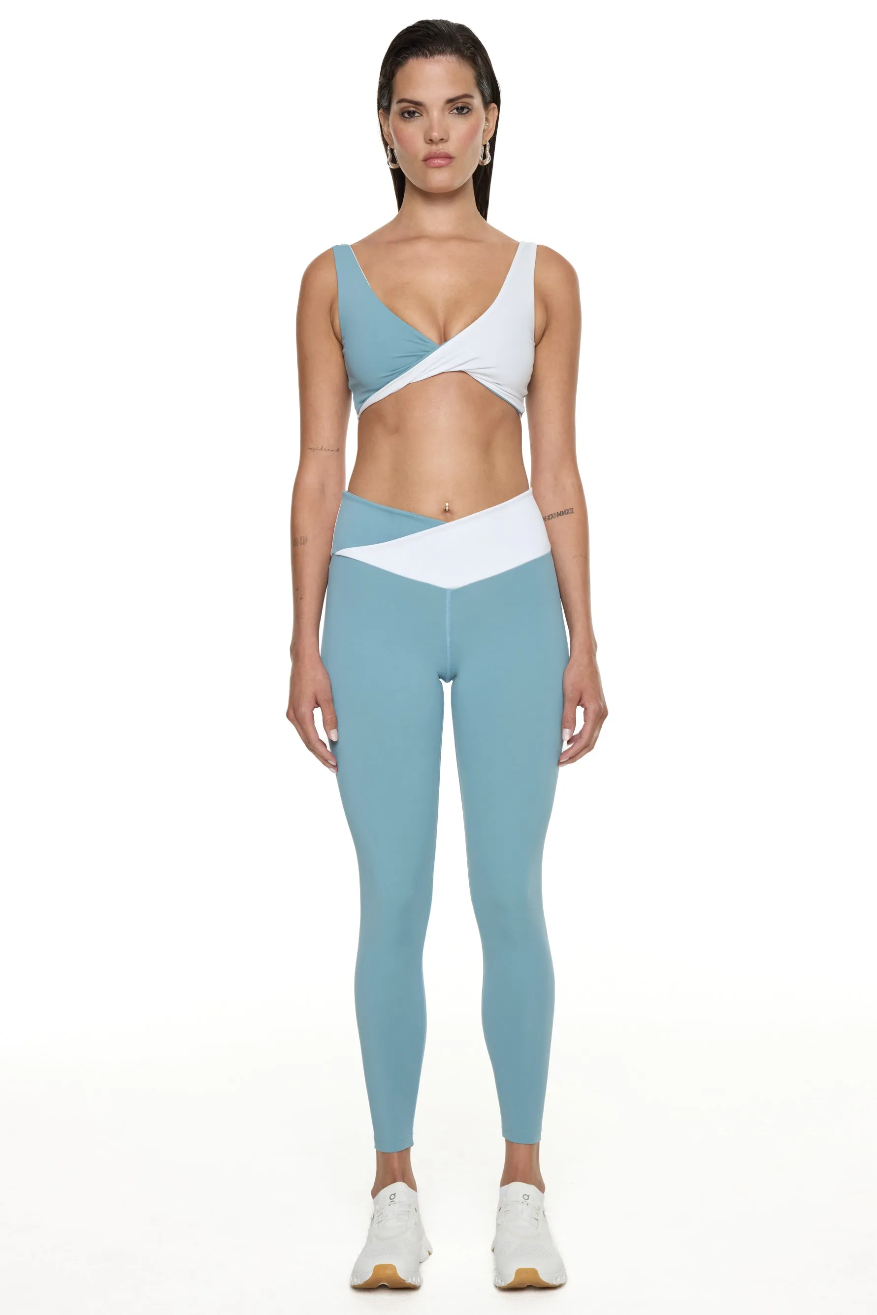 Swing Leggings - Sky Blue/White