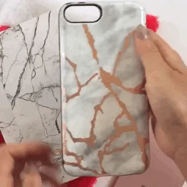 White & Gold Metallic Marble Battery Case