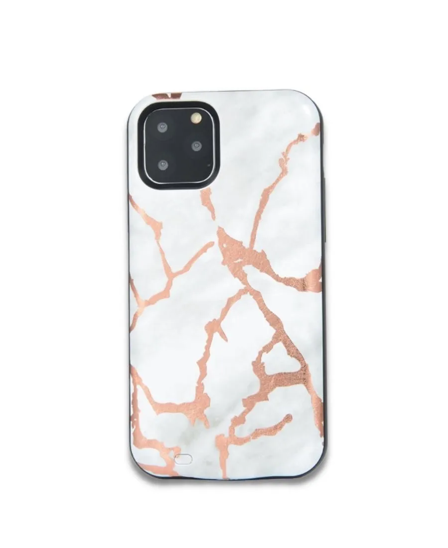 White & Gold Metallic Marble Battery Case